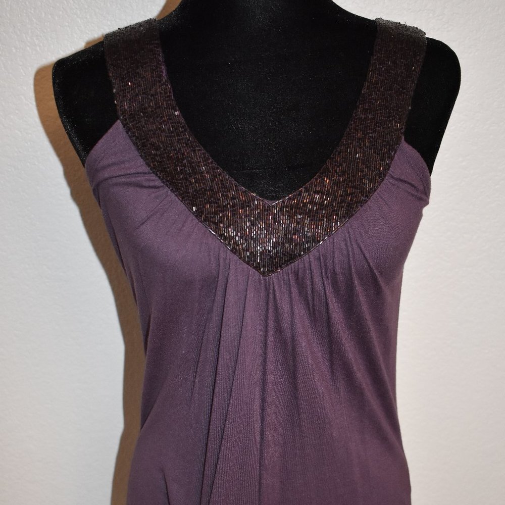 Matty M Beaded Plum Sleeveless Top - Size Small